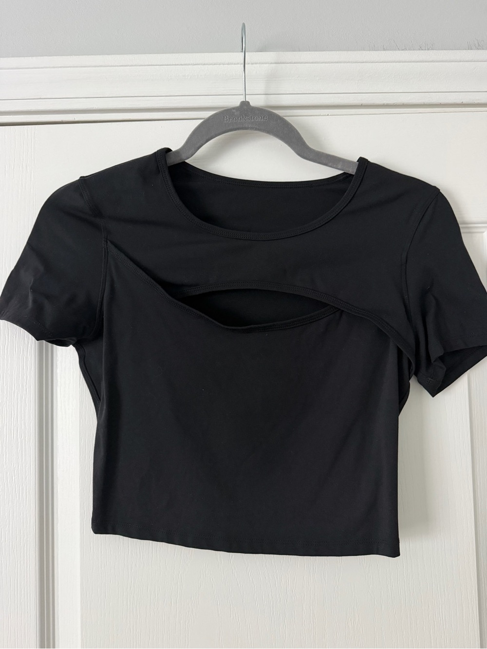 Black Cutout Short Sleeve Women's Top